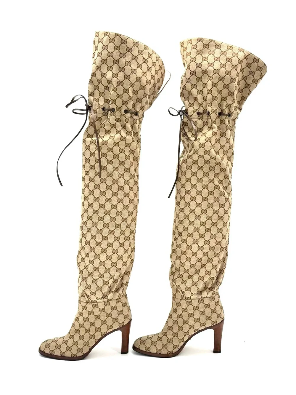 Gucci Lisa GG Monogram Slouch Thigh High Pull On Logo Boots 39